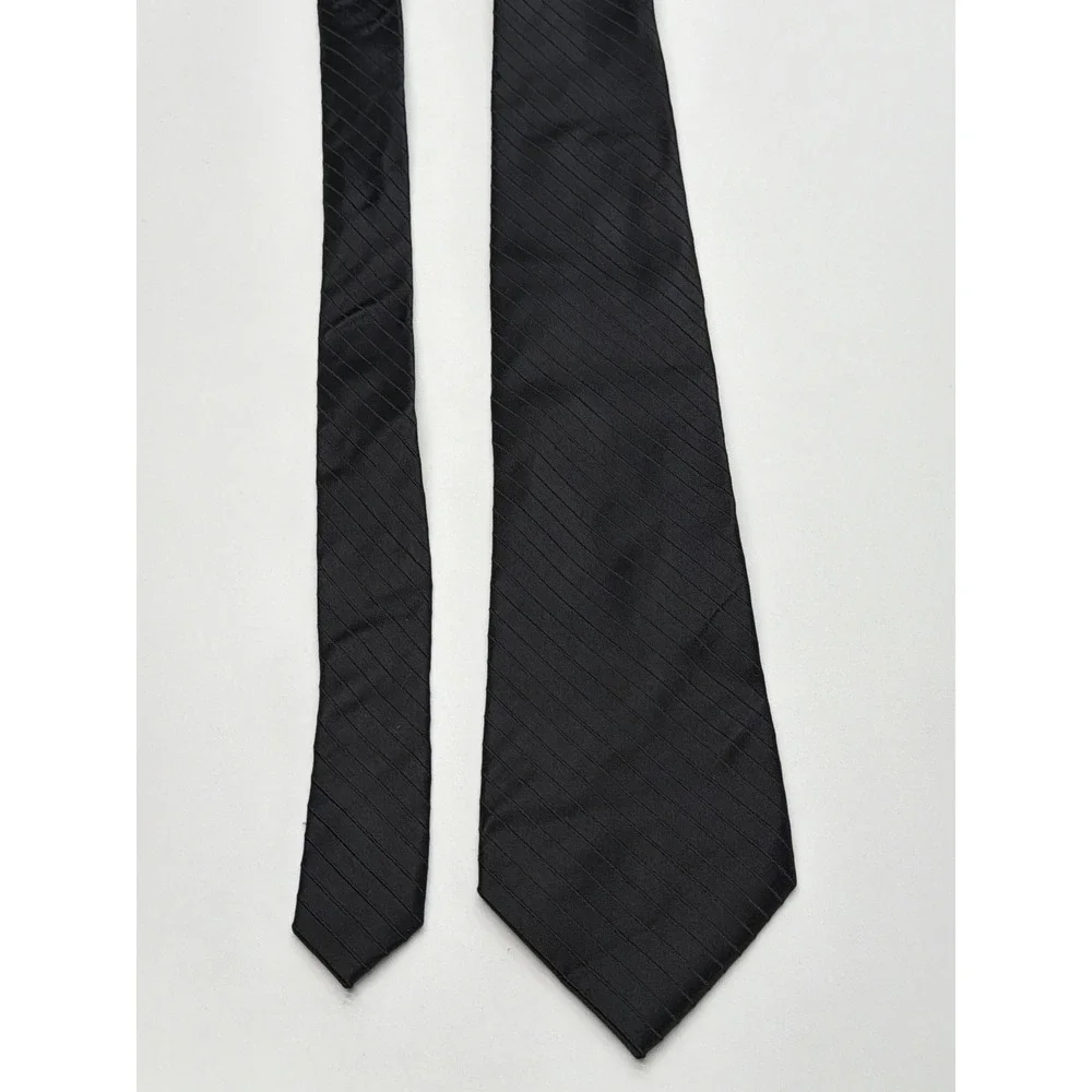 Club Room Mens Black Silk Diagonal Stripe Classic‎ Necktie Formal Business Tie